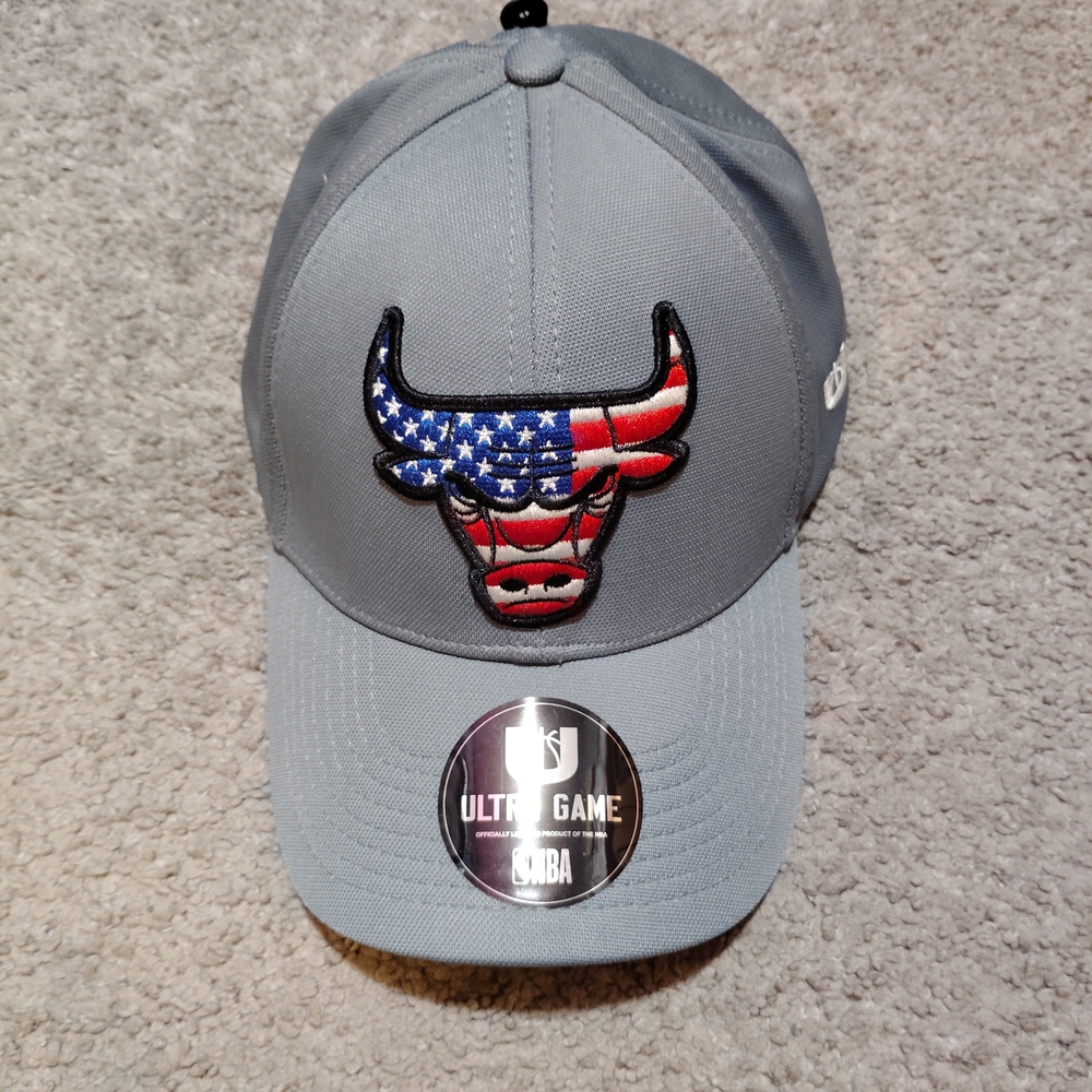Gray Cap with American Flag Bull Logo